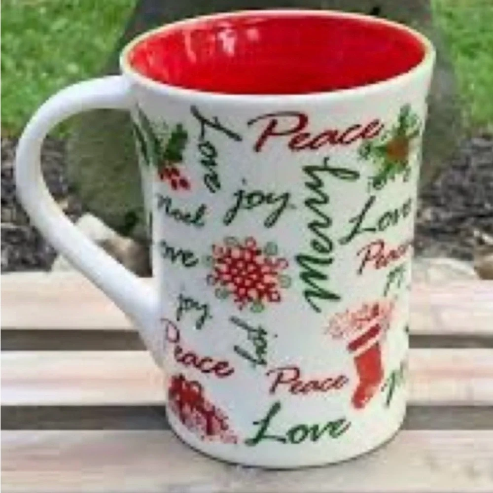 Starbucks 2007 Holiday Green Red White Mug Cup